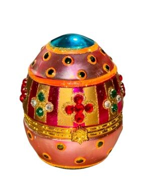 RARE Christopher Radko Jeweled Egg Trinket Box Fabergé Style Enamel Rhinestone